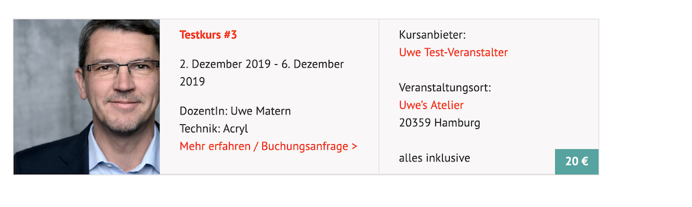 Kurs Listenansicht FDM 1.0