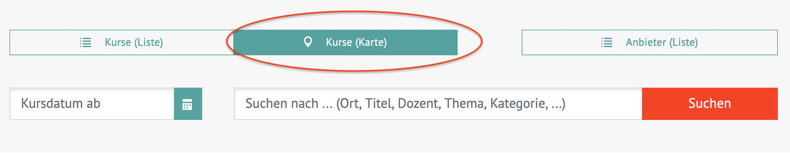 Kurse Karte – Selektion Kurse Karte - Selektion