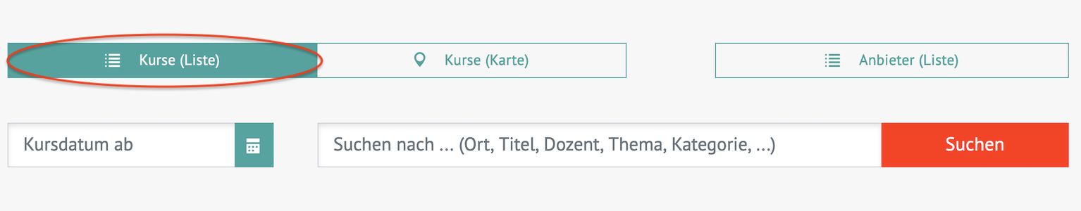 Kurse Liste – Selektion Kurse Liste - Selektion